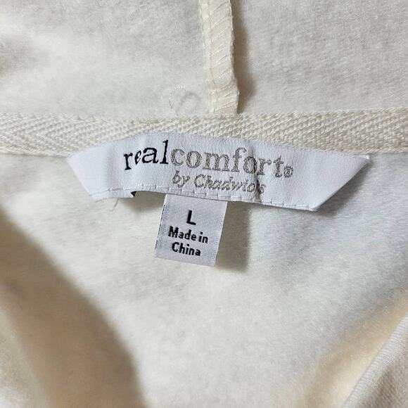 EUC Real Comfort Color Block Soft Cozy Cowlneck Top Sz. L Cream Gray Blue - Picture 4 of 10